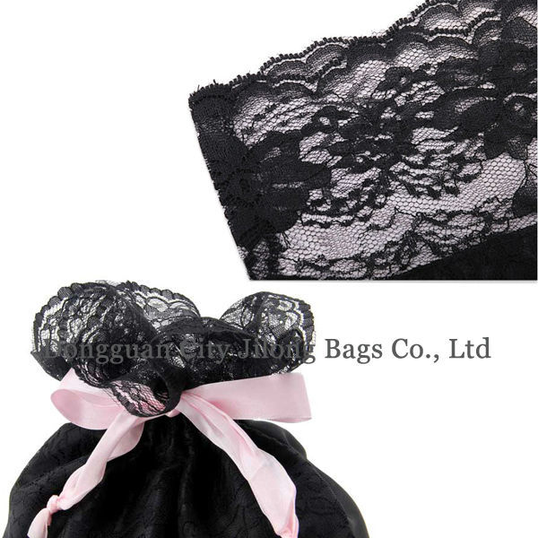 Custom Printed Jewelry Pouches Lace Drawstring Bag