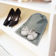 Custom Eco Friendly Non Woven Transparent Clear Pvc Window Logo Drawstring Pouch Reusable Pull String Dust Shoe Bag for Shop