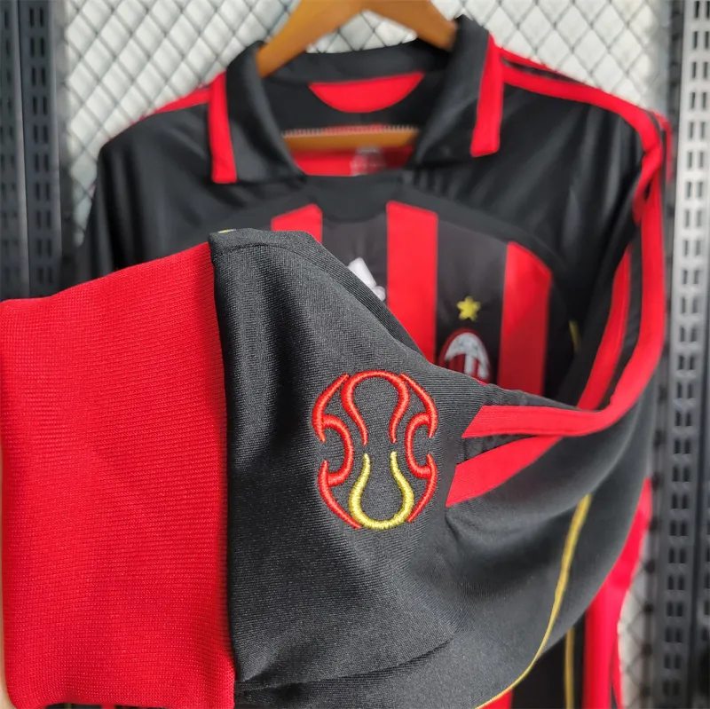 Maldini #3 AC Milan Retro Soccer Jersey Home Long Sleeve Shirt 2006/07