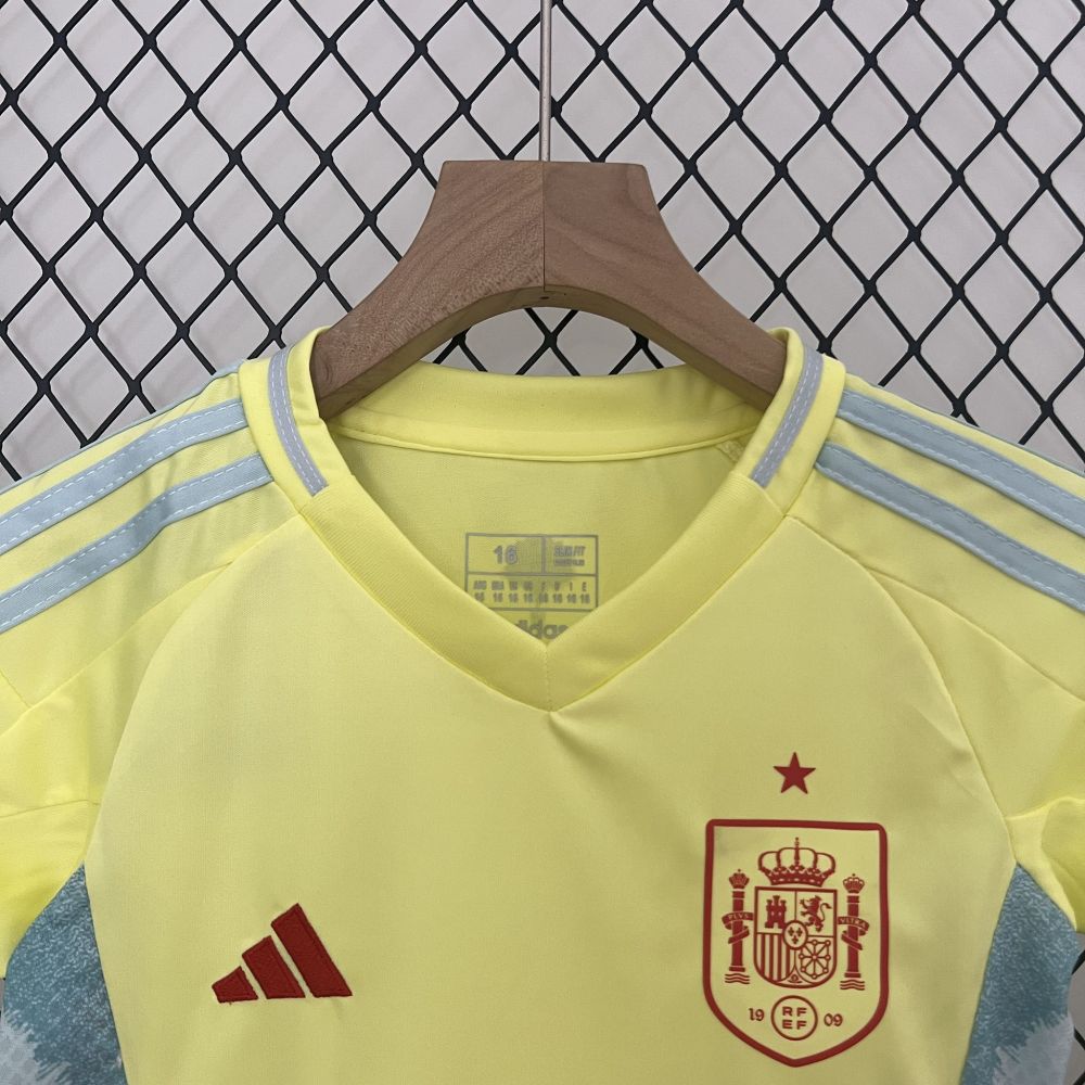 Spain Away Football Uniform Kids Kit Jersey+Shorts EURO 2024