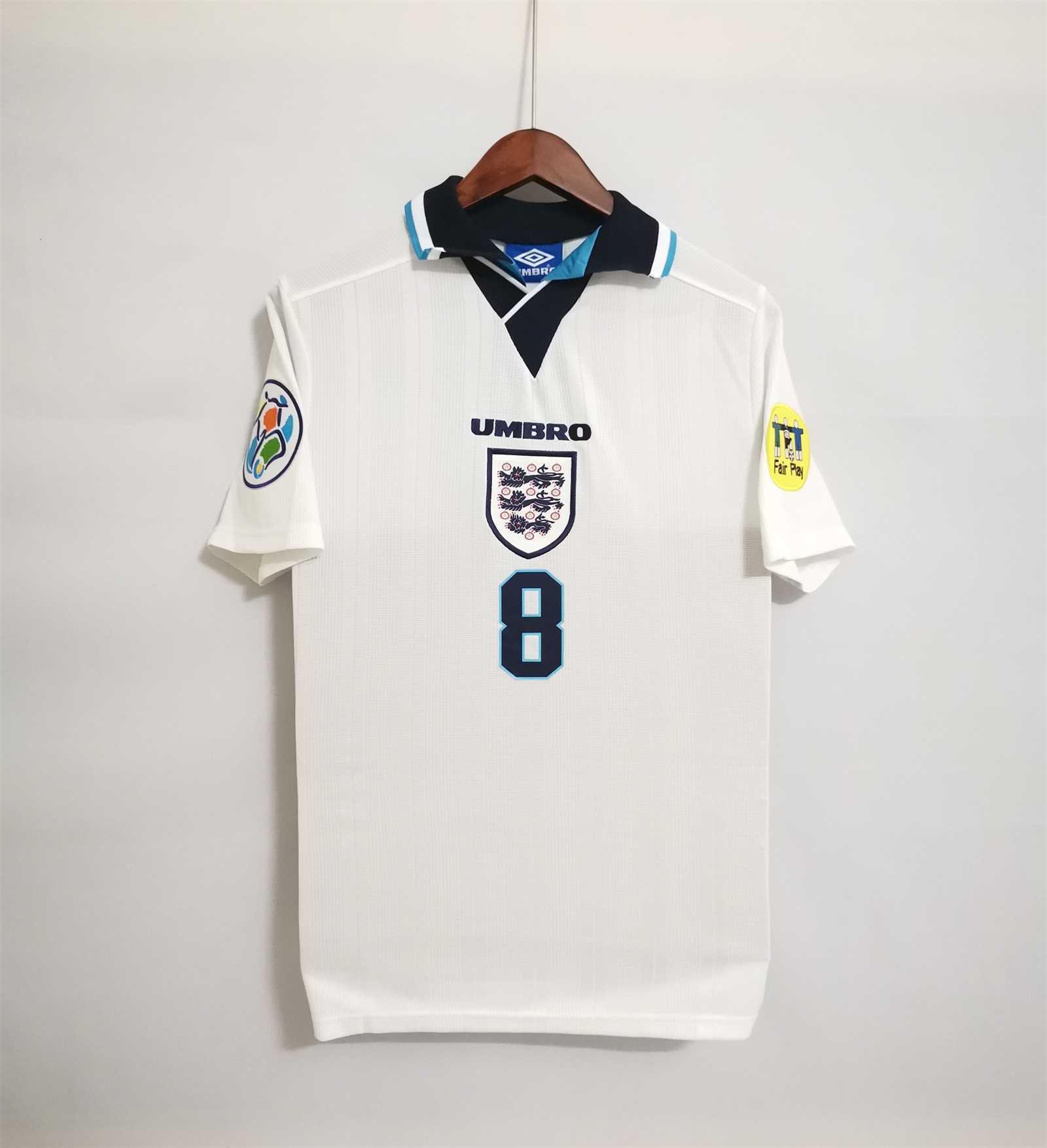 England Retro Soccer Jersey Home Custom Shirt Euro 1996