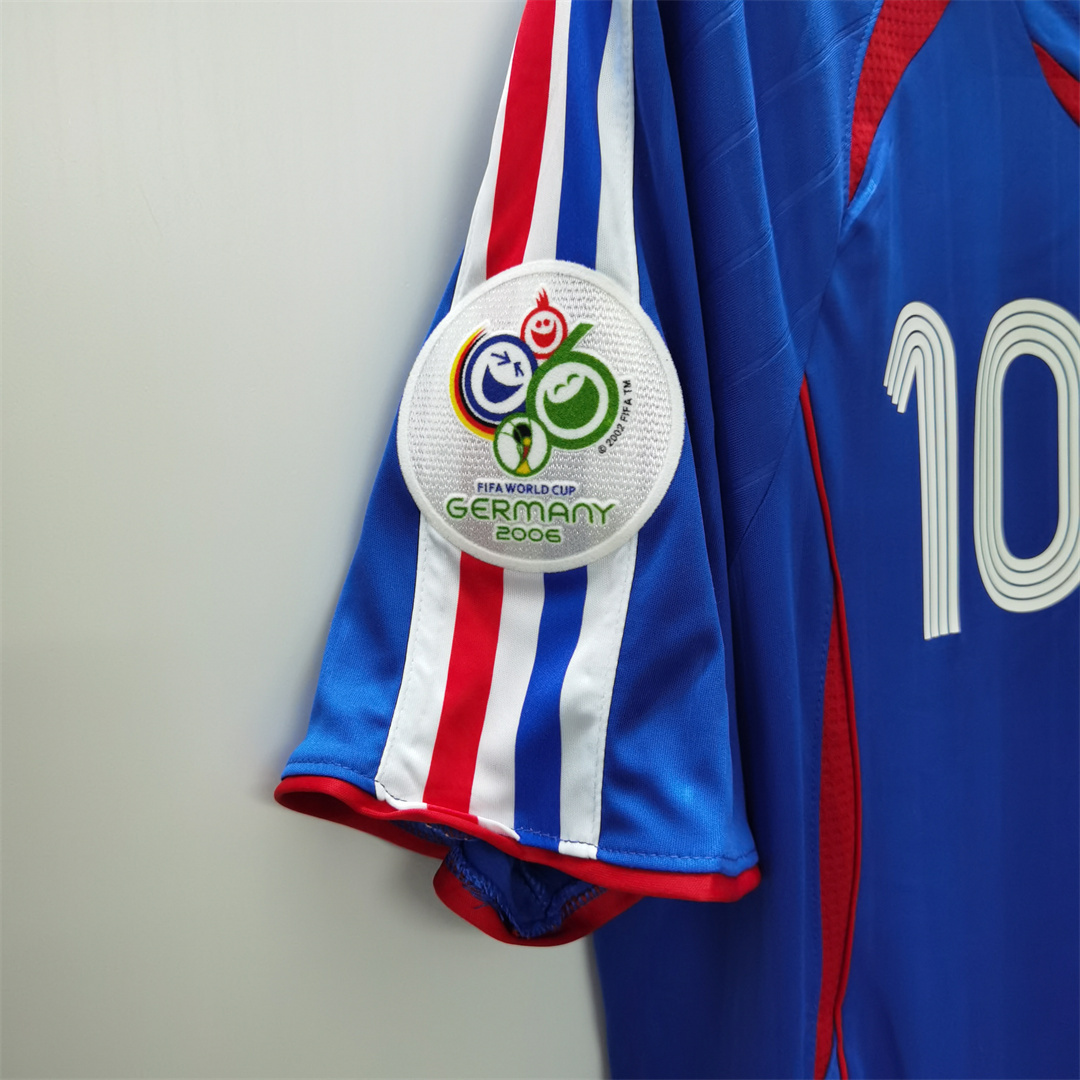 Zidane#10 France Retro Soccer Jersey Home Shirt World Cup 2006