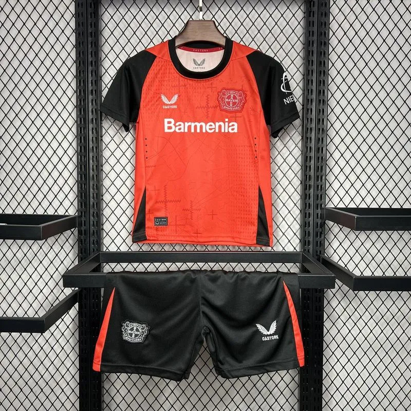 Bayer 04 Leverkusen Soccer Jersey Home Kids Kit Jersey+Shorts 2024/25