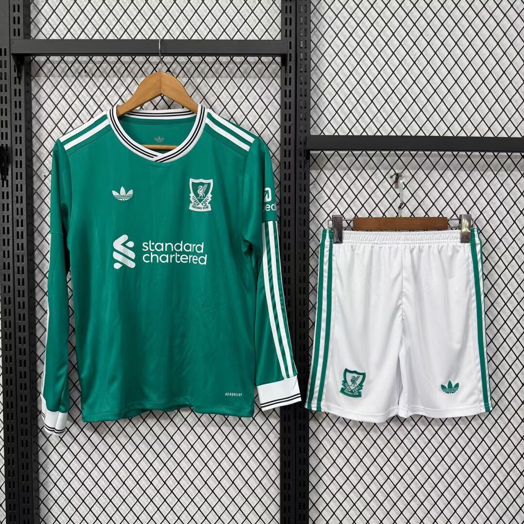 Liverpool Football Jersey Third Away Kids Long Sleeve Kit Jersey+Shorts 2025/26