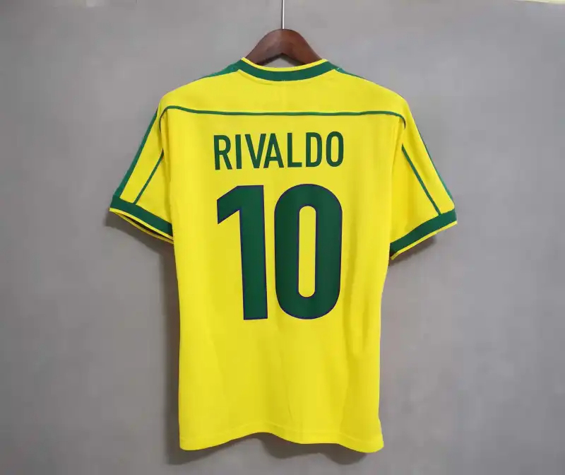 Brazil Retro Jersey Custom Home Soccer Jersey 1998