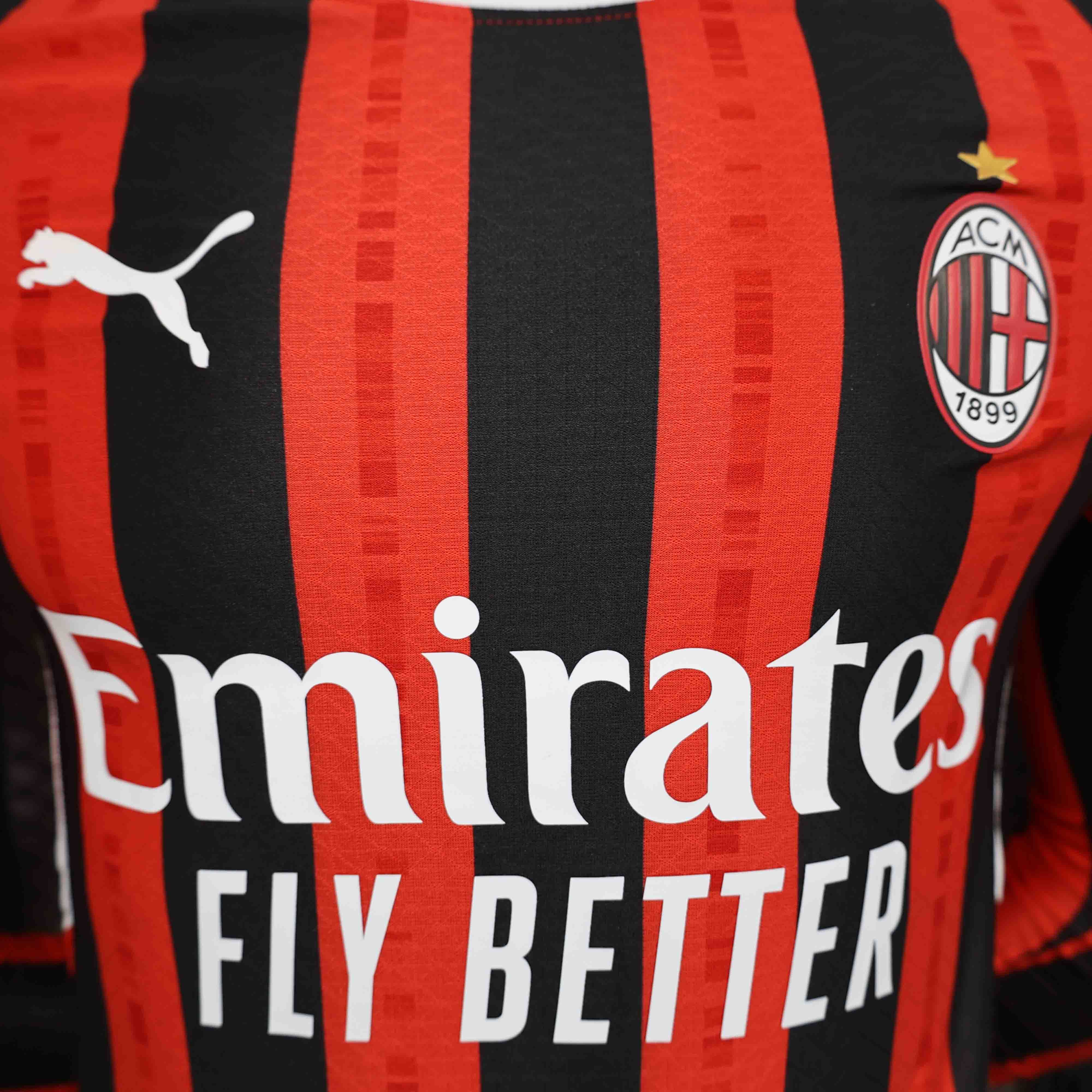 AC Milan Authentic Soccer Jersey Home Long Sleeve Shirt 2024/25