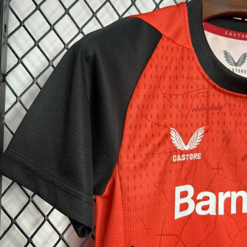 Bayer 04 Leverkusen Soccer Jersey Home Kids Kit Jersey+Shorts 2024/25