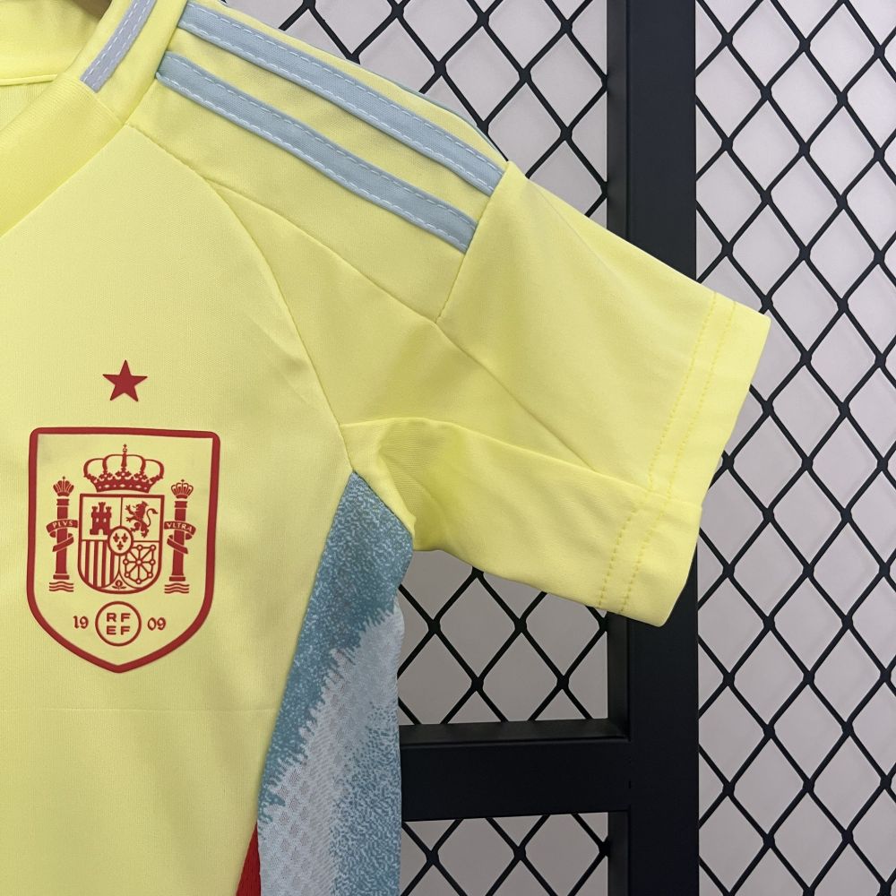 Spain Away Football Uniform Kids Kit Jersey+Shorts EURO 2024