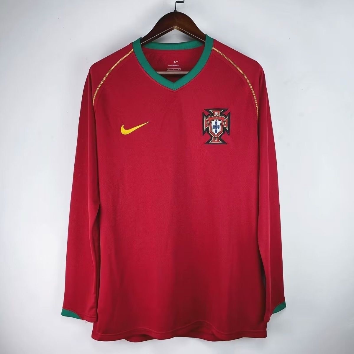 Portugal Retro Soccer Jersey Home Long Sleeve Custom Shirt 2006
