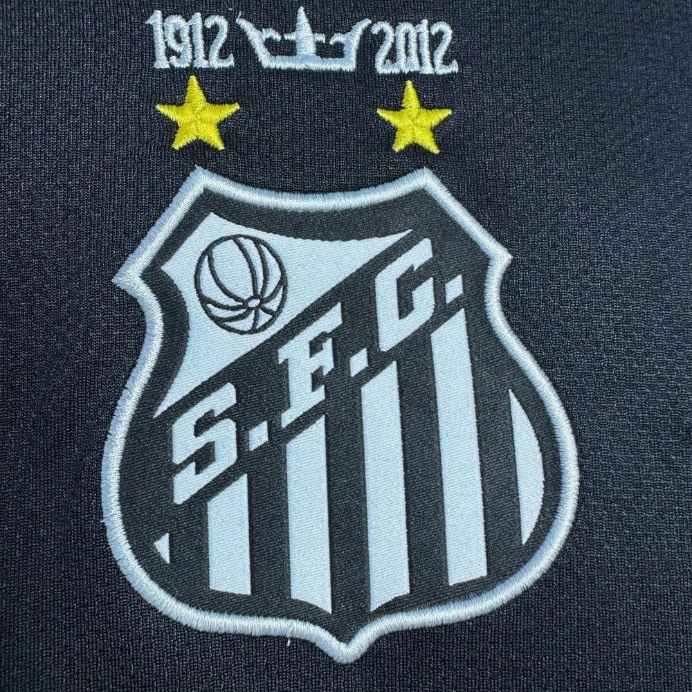 Santos FC Retro Soccer Jersey Black Edition Long Sleeve Custom Shirt 2012