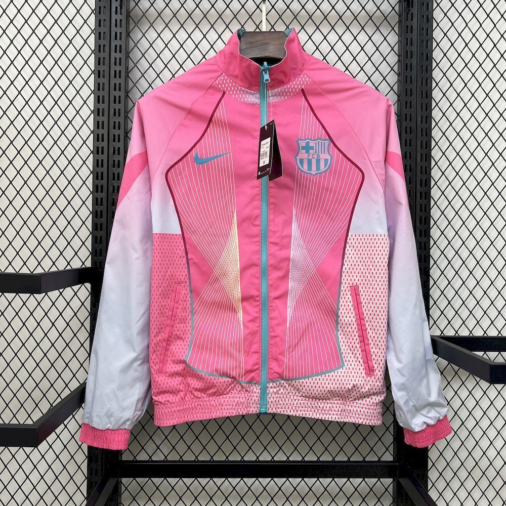 Barcelona Retro Reversible Double-Sides Windbreaker Jacket Green&Pink 2025/26