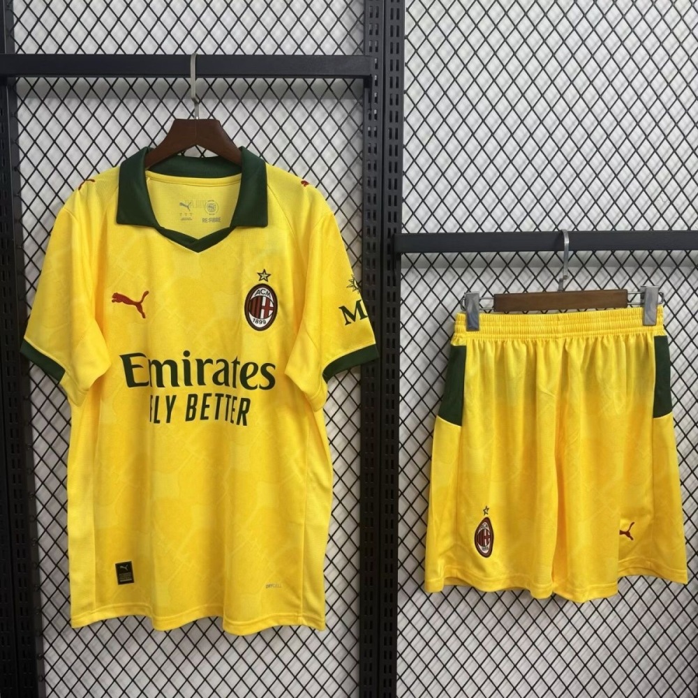 AC Milan Soccer Jersey Third Away Kids Kit Jersey+Shorts 2025/26