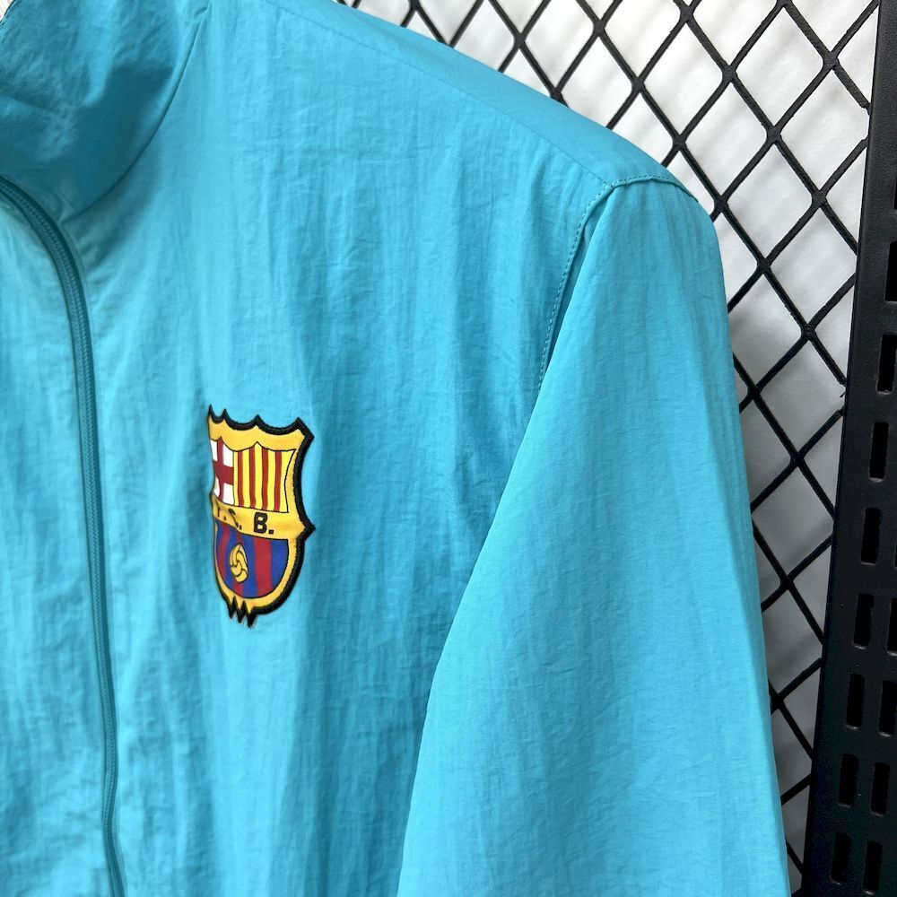 Barcelona Retro Reversible Double-Sides Windbreaker Jacket Green&Blue 2025/26