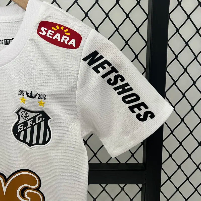 Santos FC Retro Soccer Jersey Home Kids Kit Jersey+Shorts 2012