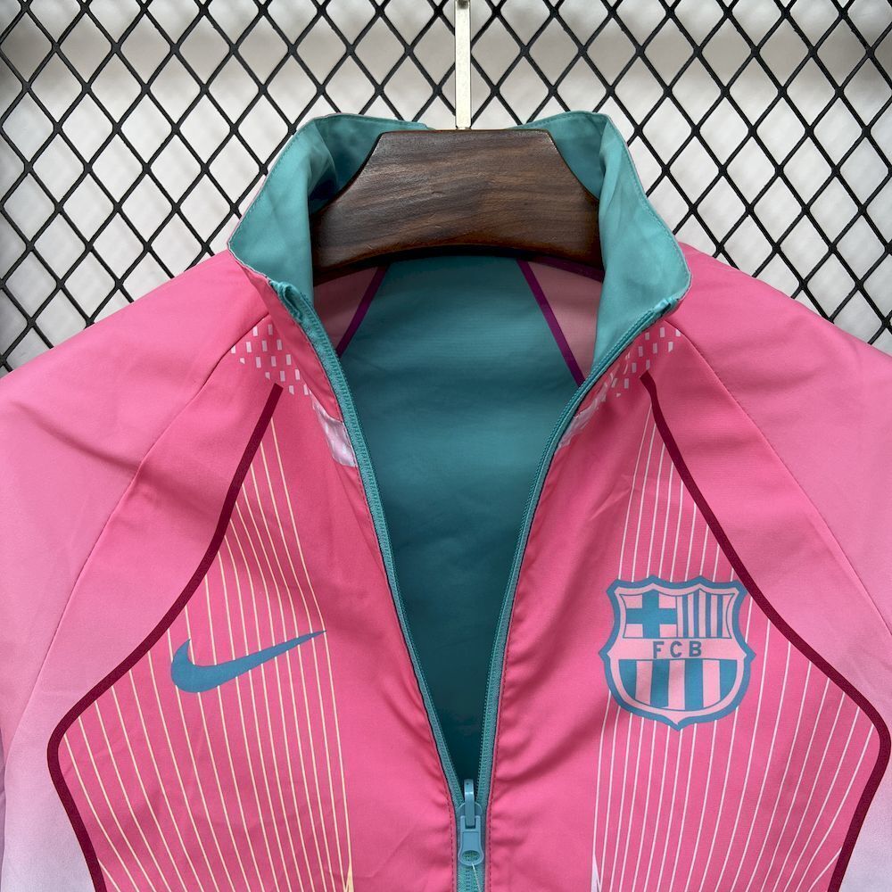 Barcelona Retro Reversible Double-Sides Windbreaker Jacket Green&Pink 2025/26