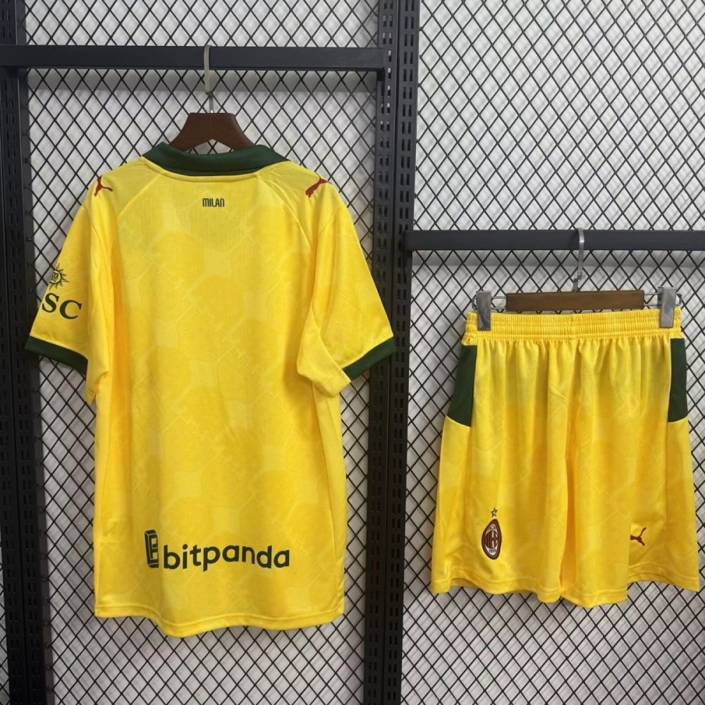AC Milan Soccer Jersey Third Away Kids Kit Jersey+Shorts 2025/26