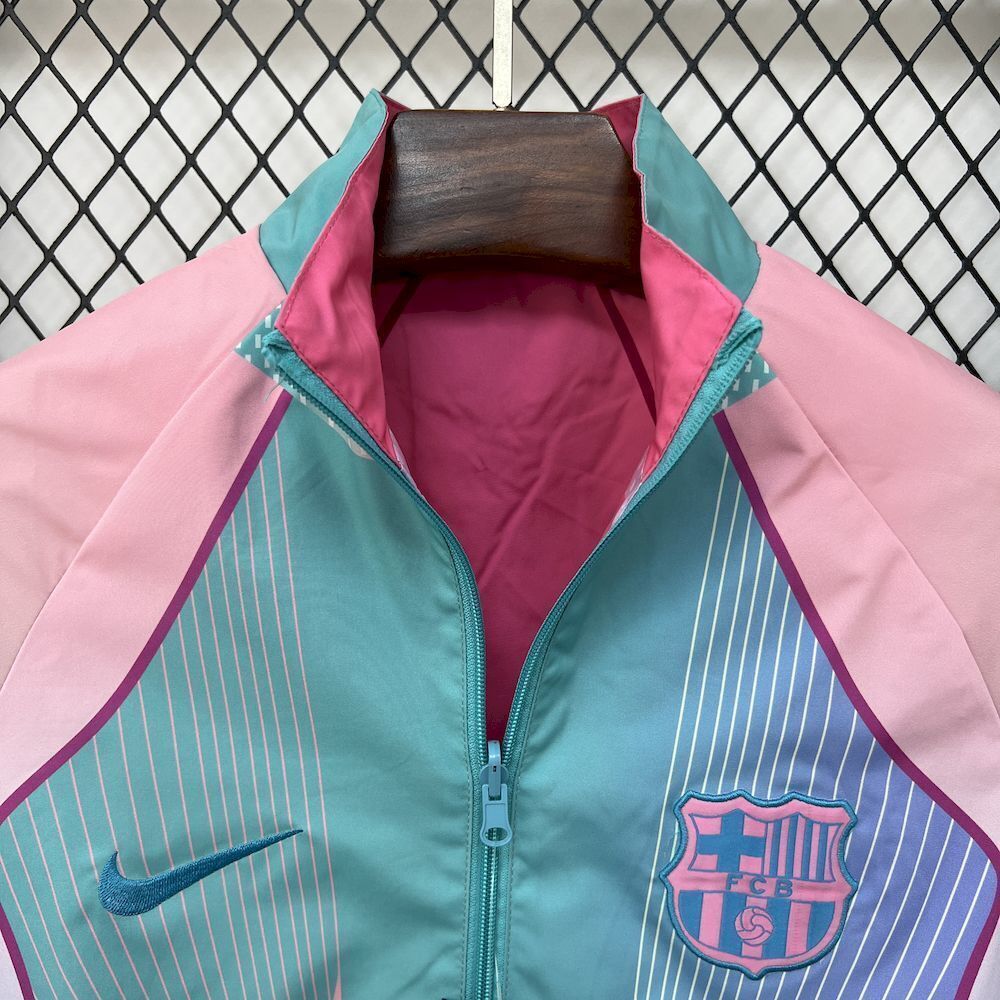 Barcelona Retro Reversible Double-Sides Windbreaker Jacket Green&Pink 2025/26