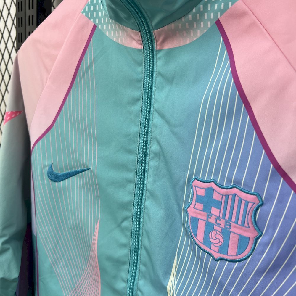 Barcelona Retro Reversible Double-Sides Windbreaker Jacket Green&Pink 2025/26