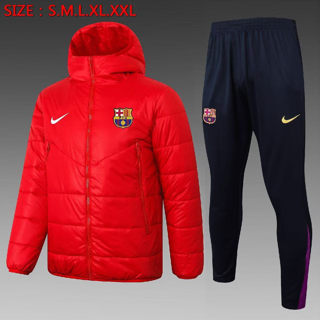 Barcelona Cotton Hoodie Coat With Pants Red 2025/26
