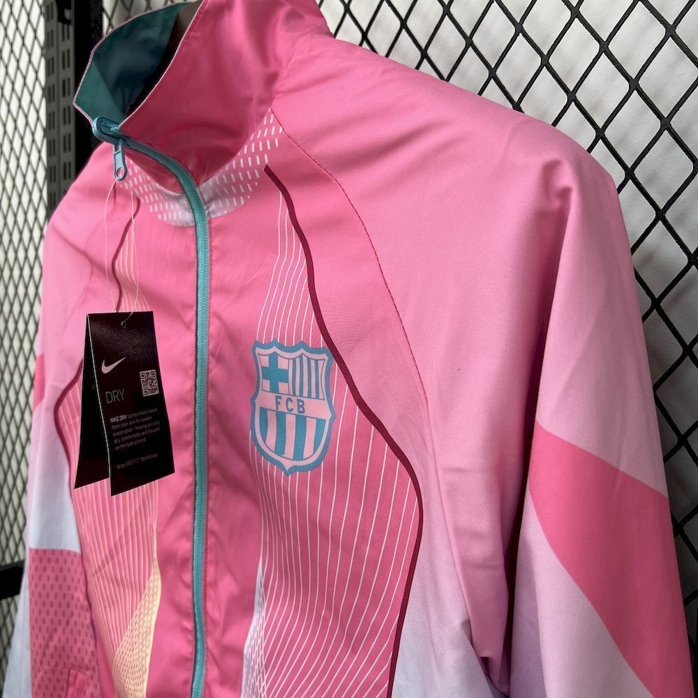 Barcelona Retro Reversible Double-Sides Windbreaker Jacket Green&Pink 2025/26