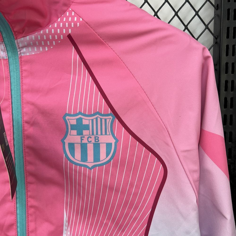 Barcelona Retro Reversible Double-Sides Windbreaker Jacket Green&Pink 2025/26