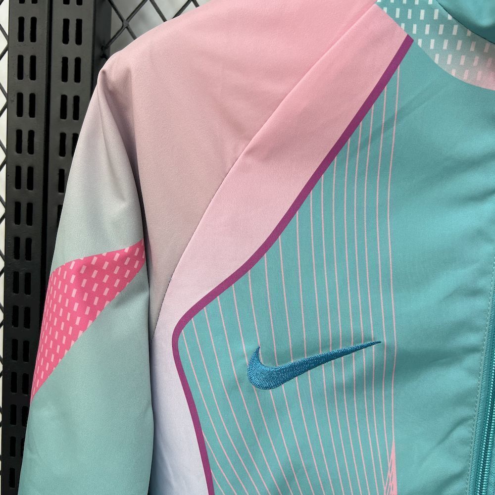 Barcelona Retro Reversible Double-Sides Windbreaker Jacket Green&Pink 2025/26