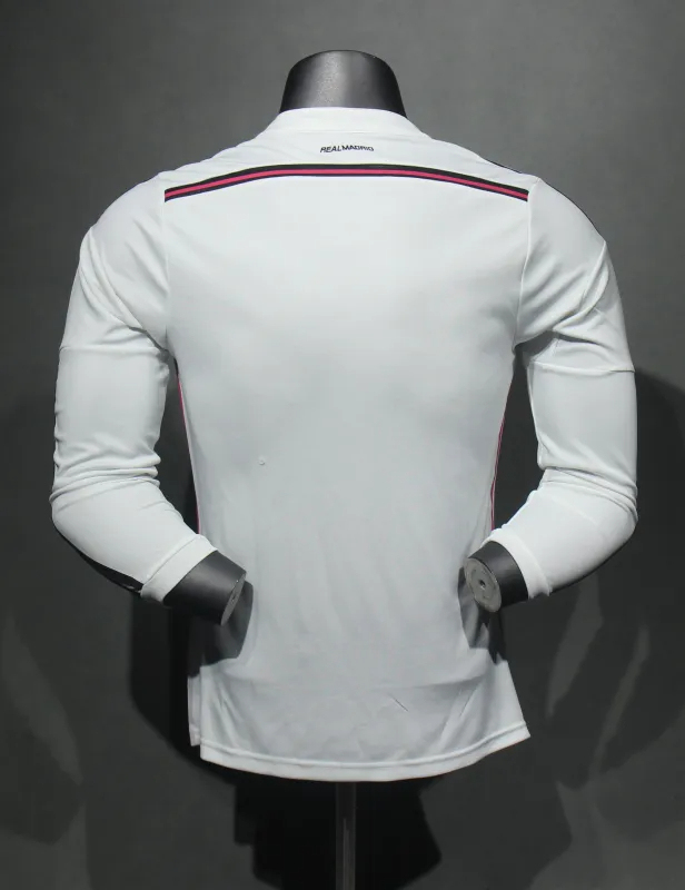 Real Madrid Authentic Retro Jersey Home Long Sleeve Soccer Shirt 2014/15