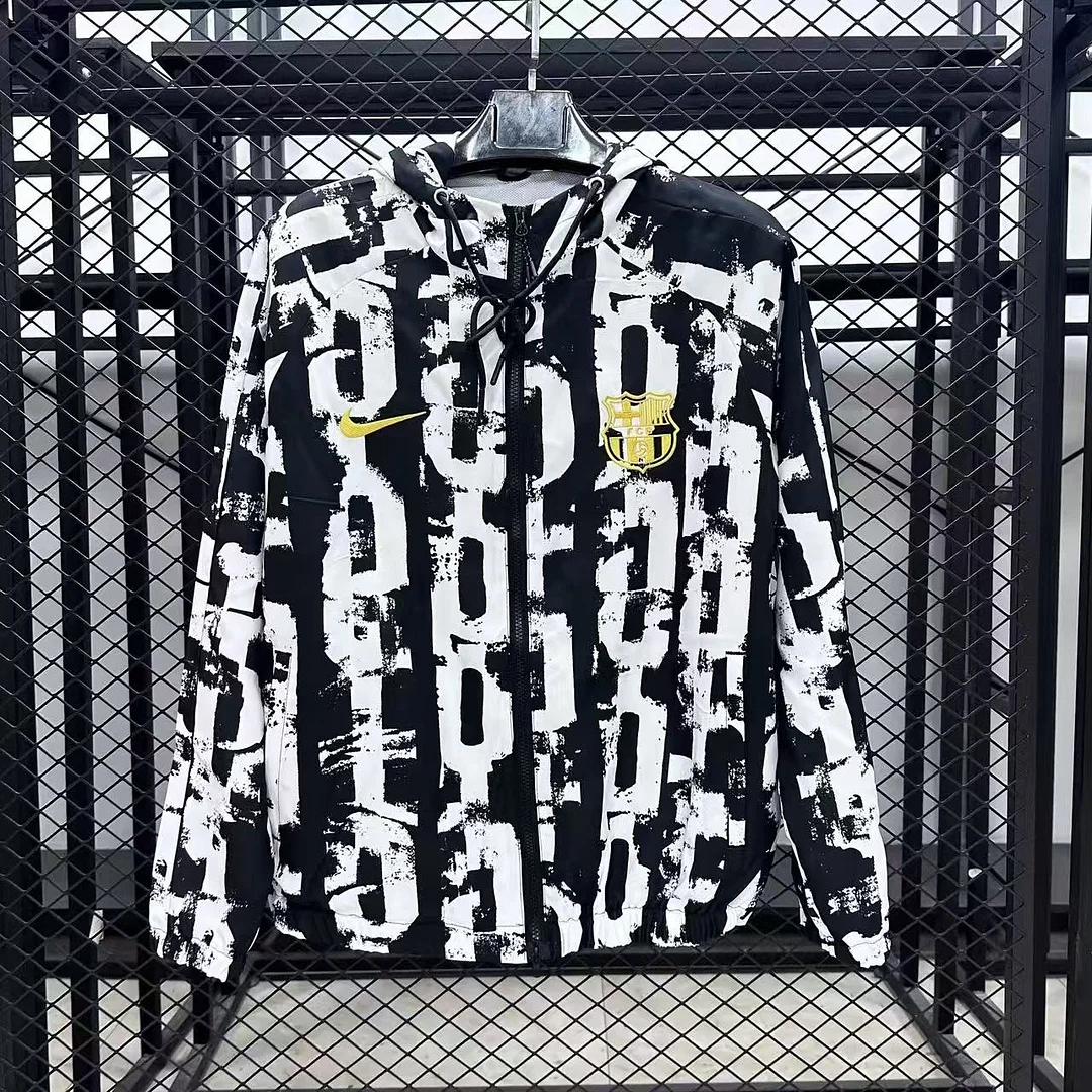 Barcelona Windbreaker Jacket White&Black 2025/26