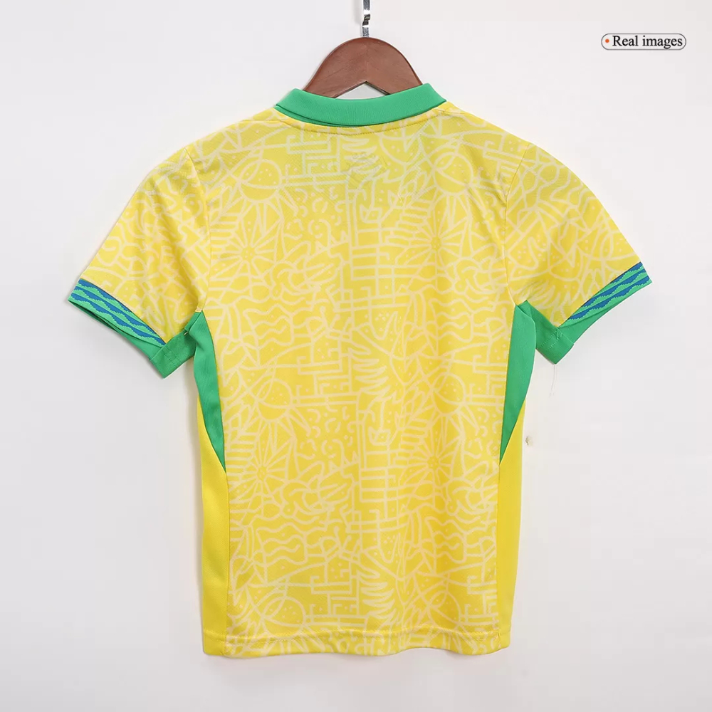 Brazil Home Soccer Uniform Kids Kit Jersey+Shorts Copa America 2024
