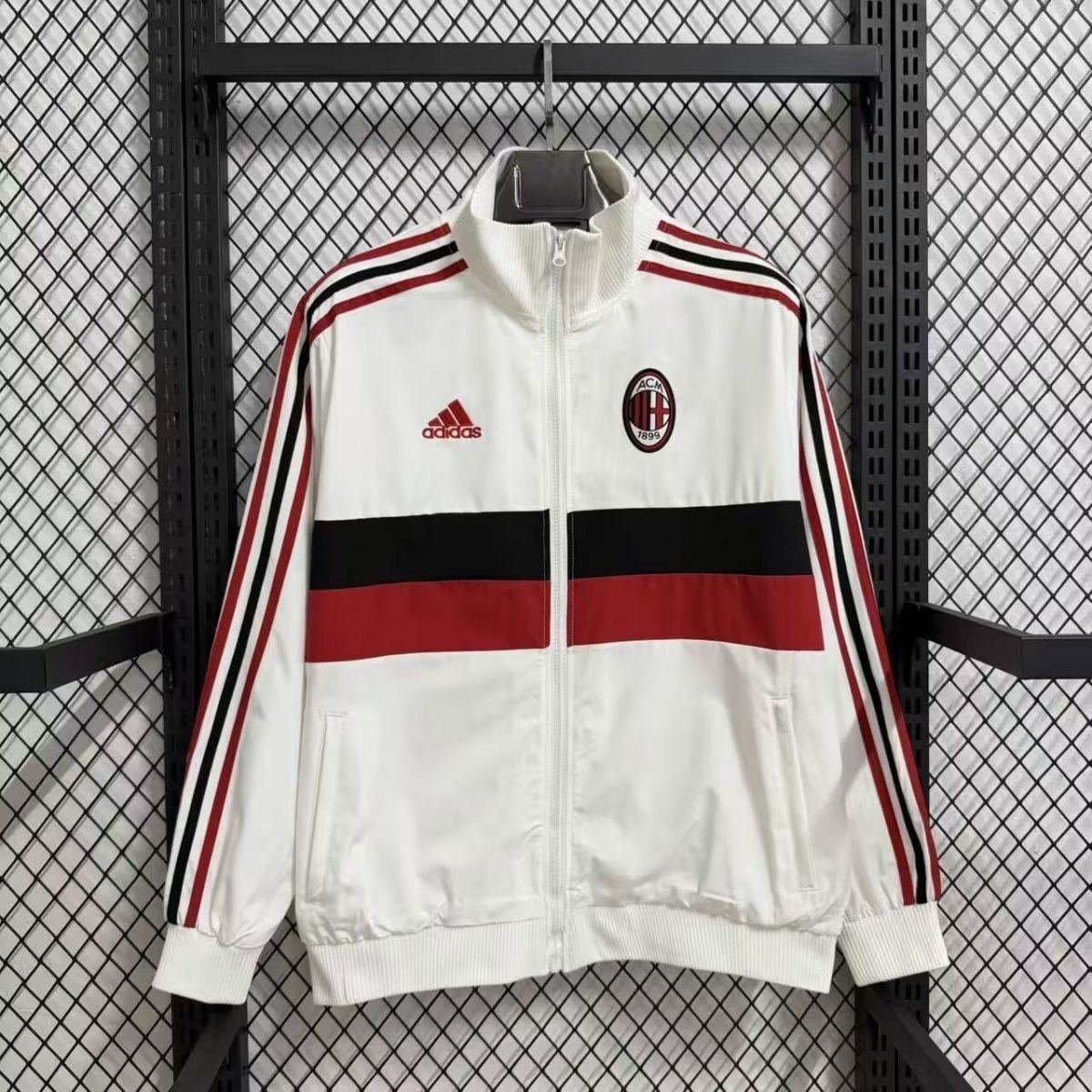 AC Milan Retro Windbreaker Jacket White&Red 2017/18