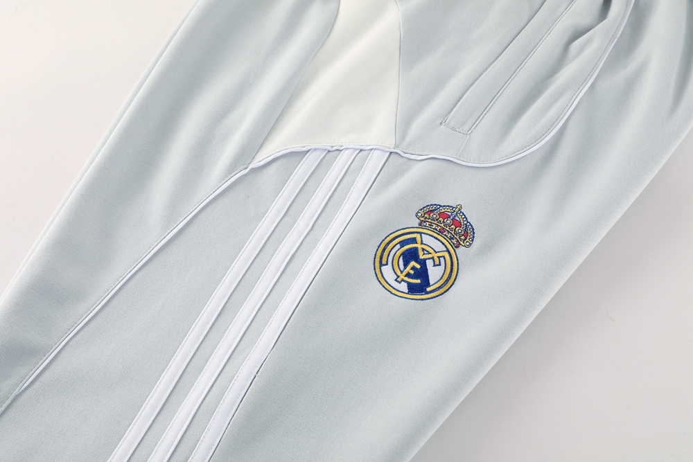 Real Madrid Hoodie Training Kit (Sweatshirt+Pants) Light Grey 2025/26