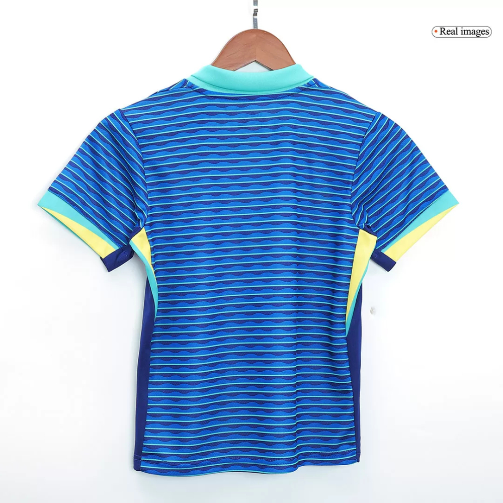 Brazil Away Soccer Uniform Kids Kit Jersey+Shorts Copa America 2024