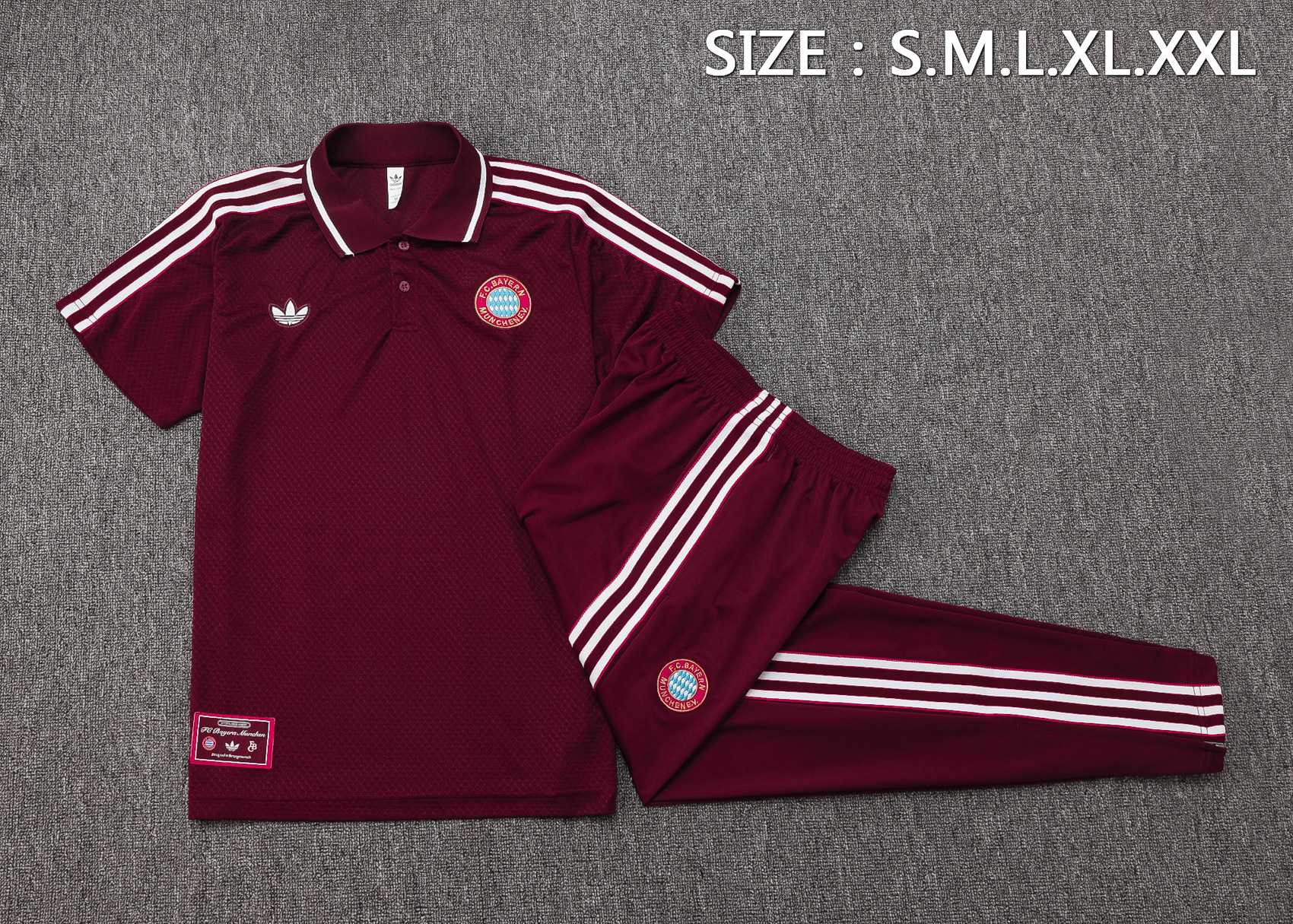 Bayern Munich Training Kit (Polo+Pants) Deep Red 2025/26