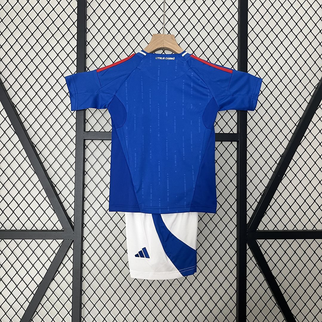 Italy Home Football Uniform Kids Kit Jersey+Shorts EURO 2024