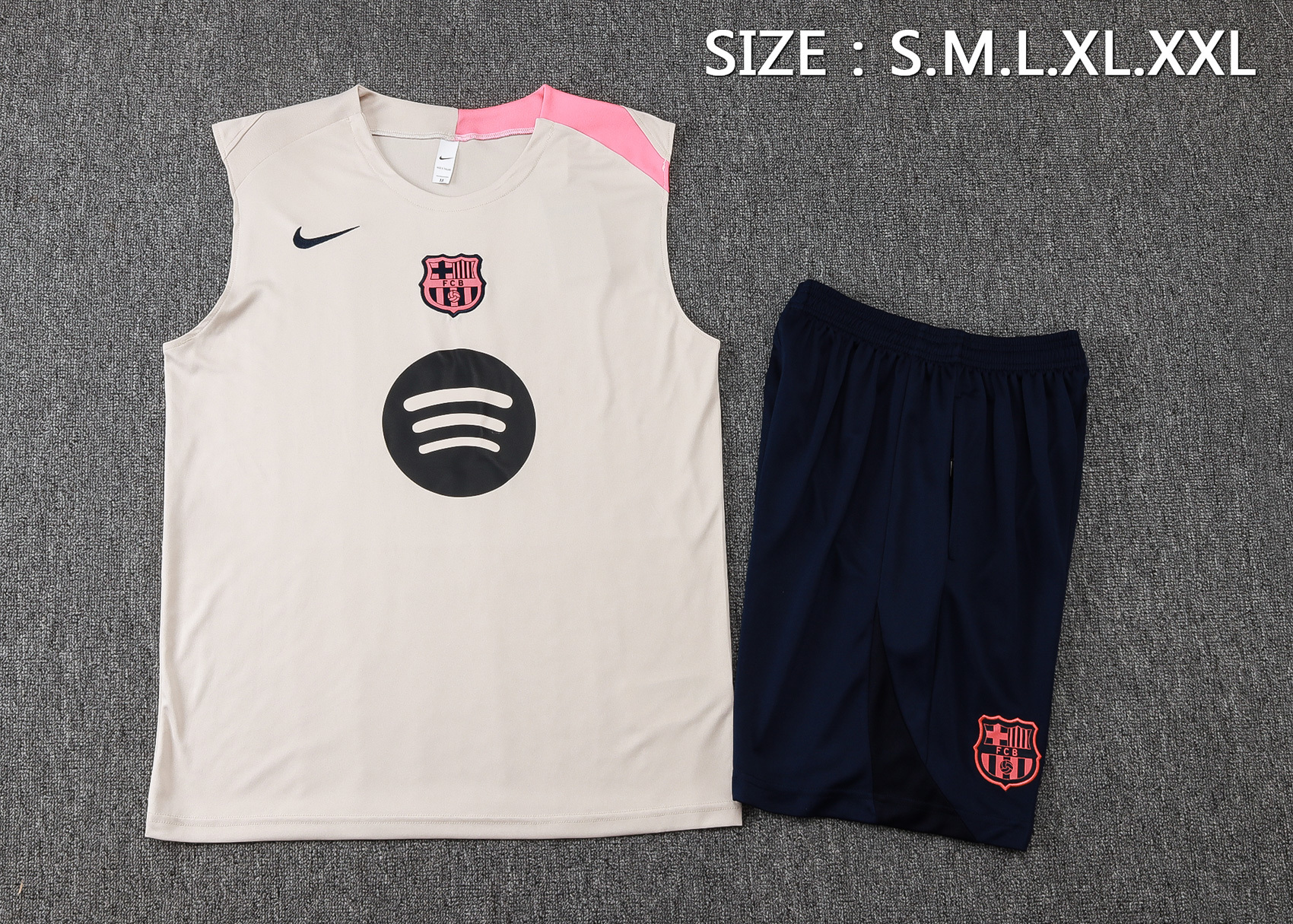 Barcelona Sleeveless Training Kit Beige 2025/26
