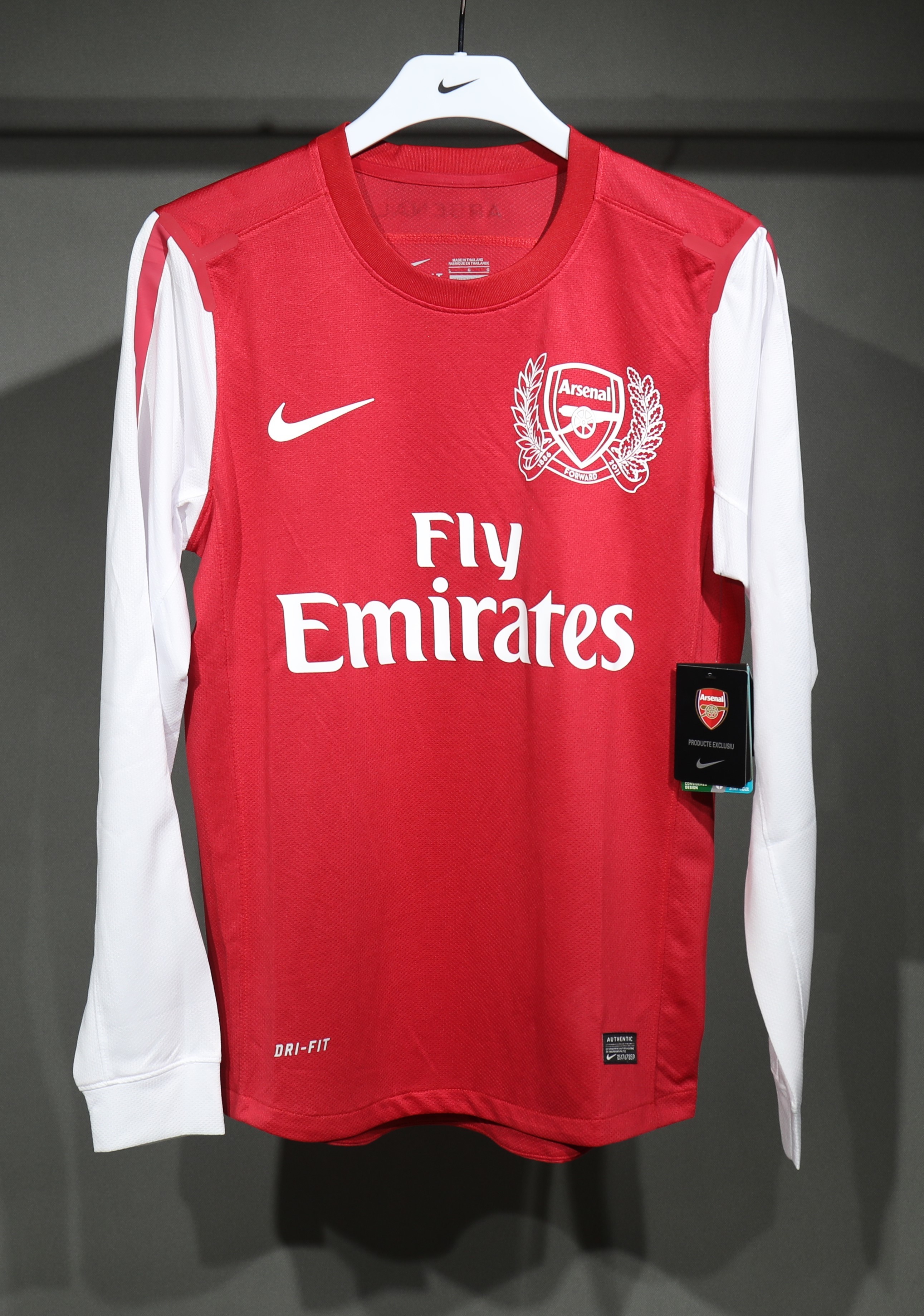 Arsenal Authentic Soccer Retro Jersey Home Long Sleeve Shirt 2011-12