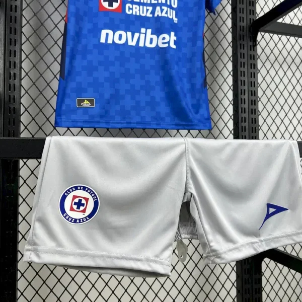 Cruz Azul Soccer Jersey Home Kids Kit Jersey+Shorts 2025/26 - With Sponsor
