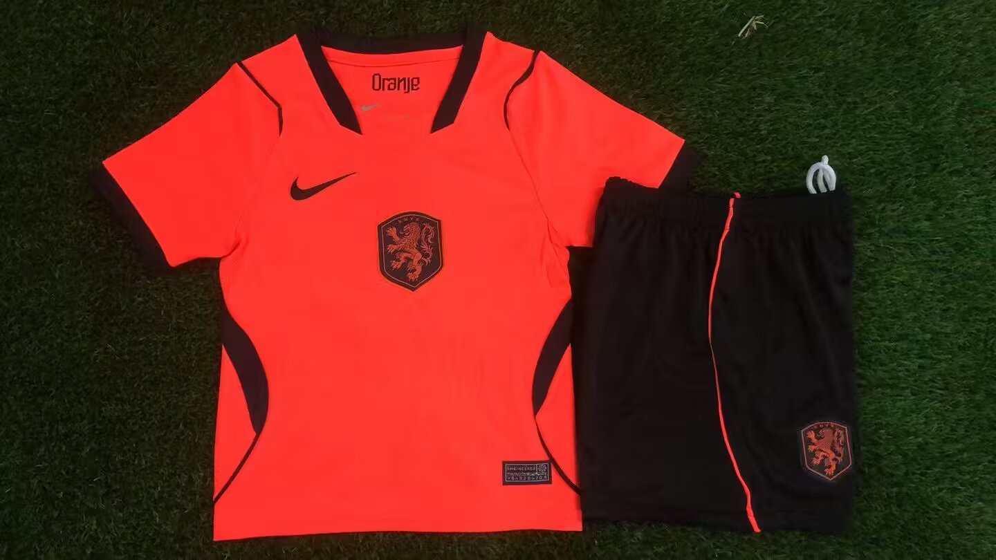 New 2026 Netherlands Home Kids soccer jersey
