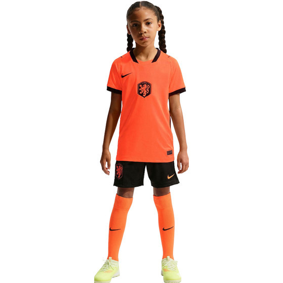 2026 World Cup Netherlands home kids wearing socks soccer jersey