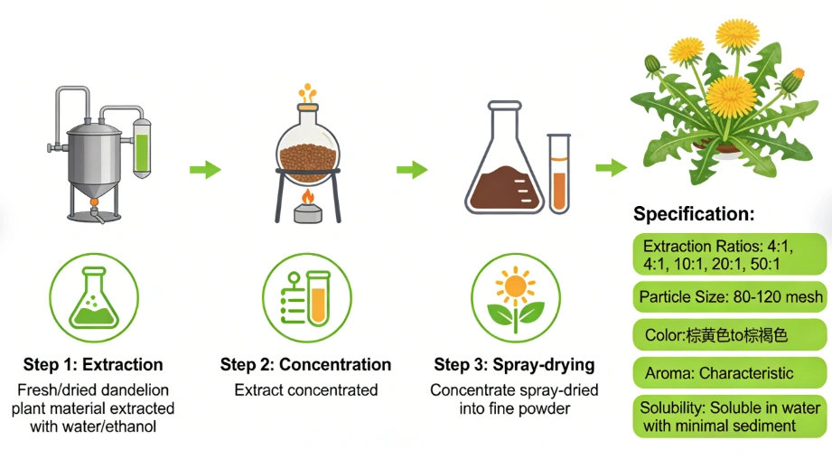 gmp factory processing bulk dandelion root powder