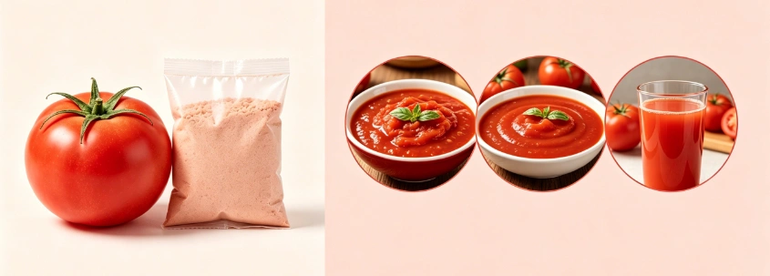 tomato paste made from tomato powder in small bowl with spoon