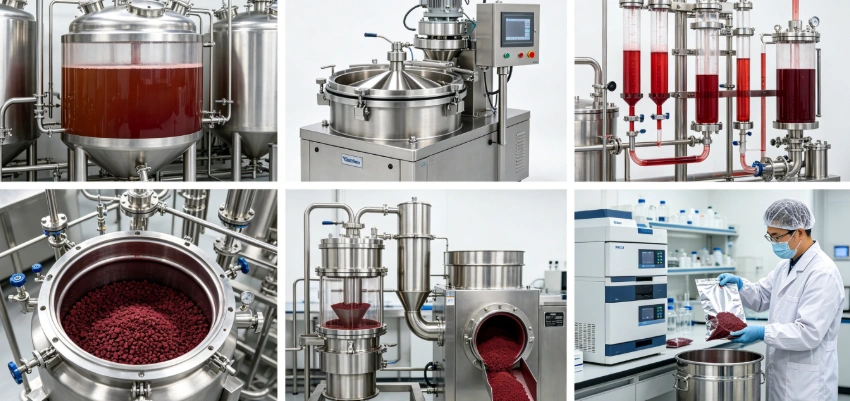 Microbial fermentation and crystallization process flowchart for cobalamin production
