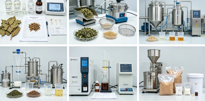 Dual-fraction extraction process flowchart for DNJ and mulberroside A standardization