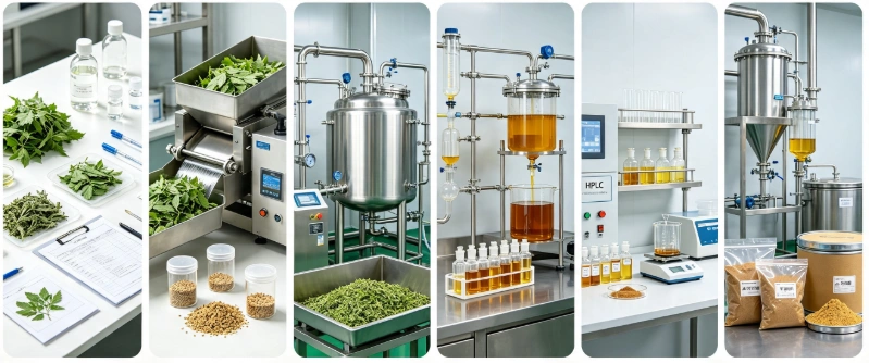 Hydroalcoholic extraction process flowchart for xanthoangelol and 4-hydroxyderricin standardization