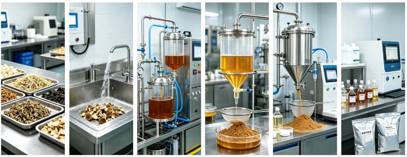 Phellinus Linteus Extract production process flowchart