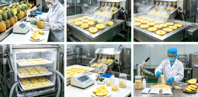 Flash freezing and sublimation drying process flowchart for bromelain activity retention