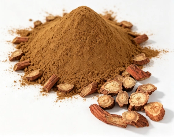 Eurycoma longifolia dried root cross-section macro photography