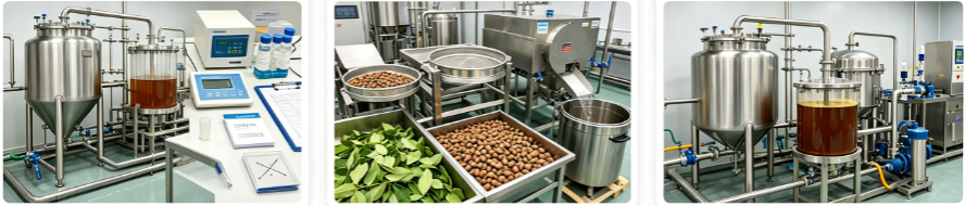 Hydroalcoholic extraction process flowchart for biflavonoid standardization from gymnosperm material
