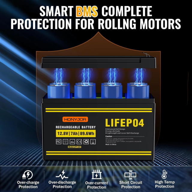 12.8v 7Ah LiFePO4 Battery LFP1207,12.8V 7Ah LiFePO4 Battery Pack (4S) | Custom & Wholesale | HONYJOR,LiPo Battery & Lithium Polymer Battery Manufacturer | Honyjor