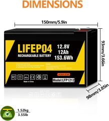 12.8v 12Ah LiFePO4 Battery LFP1212,12.8V 12Ah LiFePO4 Battery Pack (4S) | Custom & Wholesale | HONYJOR,LiPo Battery & Lithium Polymer Battery Manufacturer | Honyjor